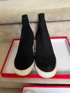 Women's Black Sock Sneaker with Cream Sole